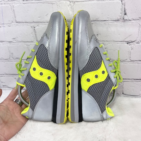 |•SAUCONY•| Trail Jazz Running Women Grey Neon Yellow Shoes Size 10 - Picture 4 of 10